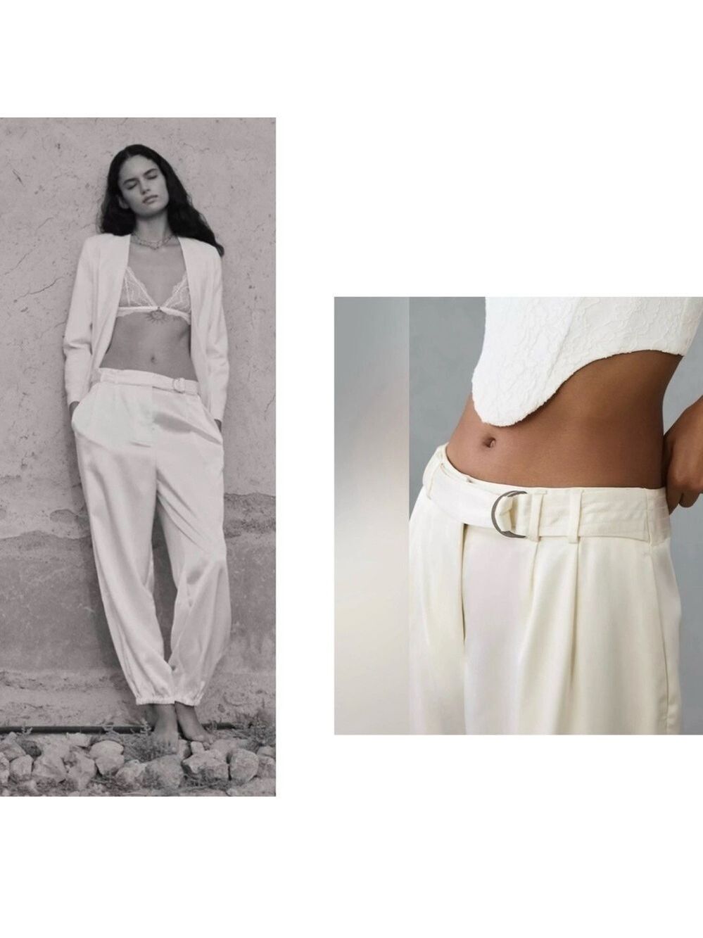 Anthropologie Maeve Satin Parachute utility Pants SIZE 10 ivory white NEW NWT